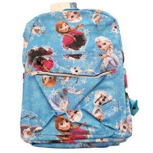 Disney Frozen Queen Elsa and Princess Anna All Over‎ Print Blue 16" Backpack